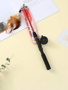 Interactive Cat Toy With Artificial Feathers And Extendable Fishing Rod, Suitable For Indoor And Outdoor Games, All Cat Training Equipment, Battery Free - Red - View 4