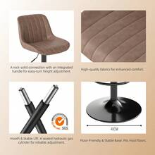 Modern Bar Chair, Height Adjustable Faux Leather Bar Stool With Backrest And Footrest, Easy To Clean And Install, Suitable For Kitchen, Bar, Bookstore, Load Capacity 250 Pounds - Brown - View 6