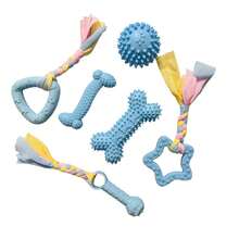 6件套耐用橡胶狗狗磨牙玩具套装，迷彩主题玩具，洁牙玩具，互动磨牙玩具 - 彩色 - 查看 4