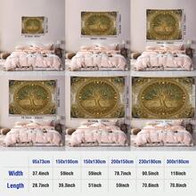 1件波西米亚风格生命之树印花挂毯，现代涤纶方形装饰壁挂，适用于客厅和卧室 - 彩色 - 查看 4