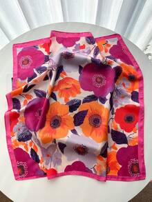 1pc 70cm Faux Silk Printed Neckerchief Scarf, Versatile Neck Wrap For Professional Wear - Multicolor - View 2