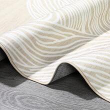 Modern Area Rug Washable Rug Contemporary Stripes Bedroom Carpet Soft Indoor Area Rugs For Living Room Low Pile Foldable Thin Rug Lightweight Aesthetic Rug Accent Floor Carpet, Beige - Beige - View 10