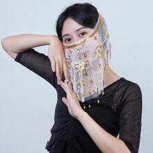 1 件装肚皮舞半脸面纱，适合角色扮演、万圣节派对、围巾式服装配饰，女士礼物 - 彩色 - 查看 12
