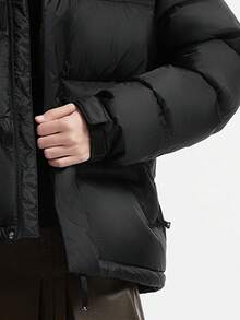 CAMEL CROWN 女士长款羽绒服，加厚设计，适合秋冬季节，保暖，带帽，羽绒填充，防水，隔热 - 幻影黑 - 查看 4