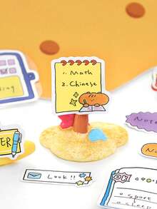 2张可书写扁平便签贴纸，卡通可爱手写日记DIY贴纸，“每日好物”系列，适用于礼物、办公、家居、标记、标签、教室、娱乐玩具、学生计划本、创意复古装饰贴纸 - 彩色 - 查看 9