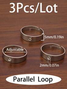 3Pcs Stainless Steel Adjustable Rings Settings DIY Blank Ring Base For Jewelry Making Findings 18K Gold Plated Finger Ring Loop Bulk