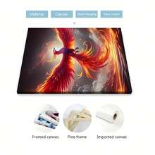2D Flat 3pcs, Instant Hanging And Use, Abstract Mythical Animal- Fire Phoenix, Home Decoration, Wall Art, Room Decoration, Holiday Gifts, Hanging Paintings In Living Rooms, Bedrooms, Dining Rooms, Offices, Home Decoration, Picture Wall Decoration - 30.48*45.72*3.05cm*3pcs - View 6