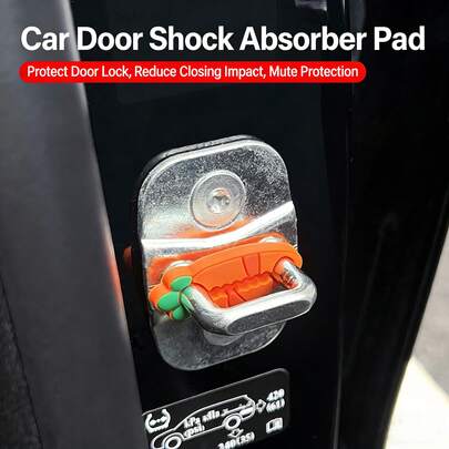 4片装卡通胡萝卜汽车车门减震垫，保护锁缓冲条，防撞装饰贴纸