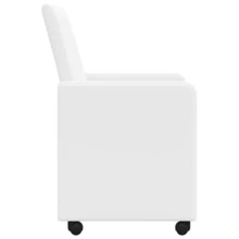 vidaXL Chaises de salle à manger avec roues avec des roues 2 pcs Blanc - Blanc - Voir 5