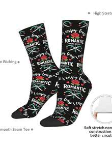 1 Pair I Enjoy Long Romantic Walks Outer Walter 2 For Men & Women 3D Digital Printed Athletic Socks, All-Season Comfort For Fitness, Sports Travel & Casual Attire Matching Couple Gift For Birthdays, Weddings - 黑與白 - 查看 7