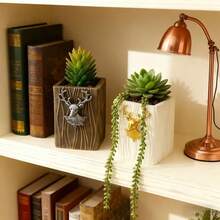 1个创意驯鹿造型多肉植物花盆，适合客厅、阳台、办公桌装饰 - 乔迁新居礼物 - 鹿頭花盆 - 查看 1