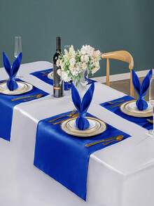 4pcs/6pcs/12pcs Elegant Royal Blue Soft Satin Napkins, Smooth Dining Table Napkins For Wedding, Home, Kitchen, Hotel, Party, Birthday Decoration - Royal Blue - View 10