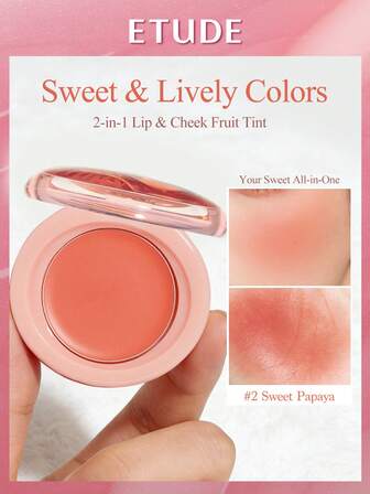 ETUDE סומק וגוון שפתיים Fruit Road 2.3 גרם - פורמולה קרמית 2 ב-1 | אפקט סומק בצבעי מים, צבע עמיד לאורך זמן, איפור קוריאני עם גרדיאנט