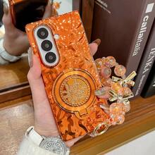 1件女款可折疊手機殼，附旋轉支架，時尚橘色皺褶設計，繁榮支架，新年禮物，適用於 Galaxy Z Fold 7、Galaxy Z Fold 6、Galaxy Z Fold 5，適用於 Galaxy 折疊手機保護殼，適用於 Galaxy Z Flip7、Galaxy Z Flip7 FE、Galaxy Z Flip6、Galaxy Z Flip5 手機殼 - 彩色 - 查看 27