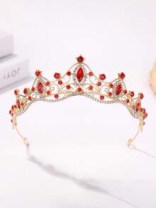 1 chiếc băng đô vương miện công chúa thời trang đính đá, món quà sang trọng, thanh lịch dành cho phụ nữ, cô dâu tương lai, dự tiệc, vương miện cài tóc. - 4225 Đỏ - Xem 7