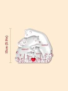 拥抱熊一家亚克力拼图，蓝色、黑色、黑色花卉图案，家庭爱心礼物，可定制家庭成员姓名，房间装饰 - 彩色 - 查看 29