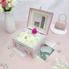 1pc Pink Princess Castle Music Box, Made Of Paper Material With Princess High Heel Design, Can Be Used To Store Trinkets, Toys, Jewelry, Built-In Rotating Princess And Mirror, Bedroom/Living Room Decor, Suitable For Birthday, Wedding, Daily Gift, Party & Festival - Multicolor - View 10