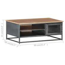 vidaXL Tavolo basso Gris 90x50x35 cm Bois d'acacia massiccio - Grigio - Visualizzare 7