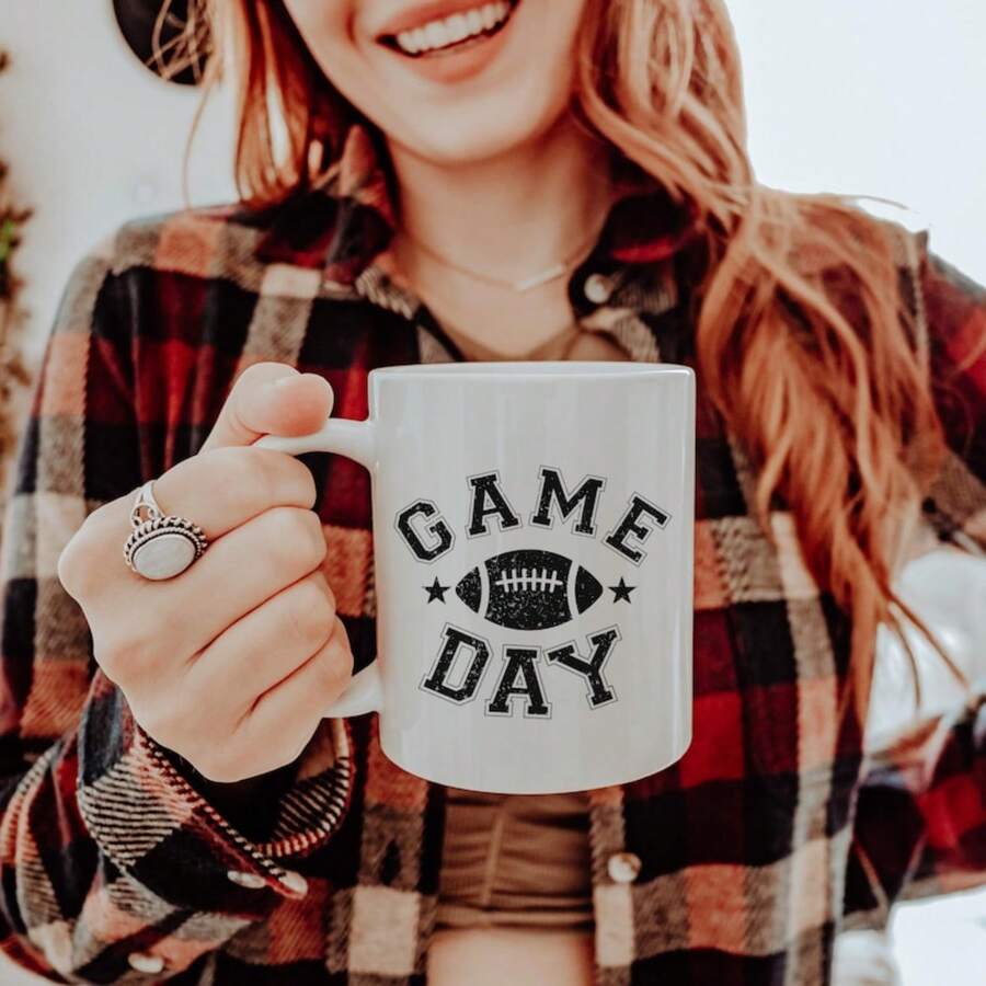 1Pc Football Game Day Coffee Mug,Football Mug,Football Coffee Mug,Football Game Day Mug,Sports Coffee Mug,Fall Football Mug,Football Gift Mug - White - View 1