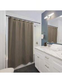 60x72in Gorgeous Beige And Black Stripe Shower Curtain, Extra Large Elegant Shower Curtain, Housewarming Gifts, Contemporary Shower Curtain For Bedroom - 6 - 查看 2