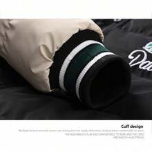 Abrigo Acolchado para Hombre con Capucha y Bordado en Contraste, Corte Holgado, Capucha Desmontable, Reversible, Grueso, Chaqueta de Invierno, Moda Urbana, Cálido, Cortavientos, Ligero, Cómodo, Ideal para Exteriores, Casual, Impermeable, Aislante, Tipo Puffer para Clima Frío. - Verde - Ver 6