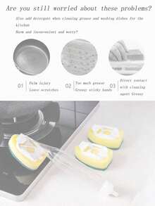 Multi-Functional Cleaning Sponge, Cleaning Brush, Sponge Brush, Suitable For Pots, Pans And Bowls - Multi-Functional Household Cleaning Tools - Dish Brush, Kitchen, Bathroom, Home Goods, Household Kitchen Cleaning Dishwashing Tools