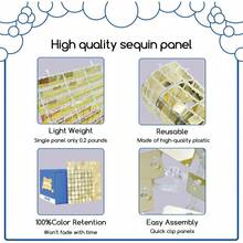 Gold Shimmer Wall Backdrop 24PCS Gold Sequins Backdrop Decoration Panels, Photo Backdrops Birthday, Anniversary Wedding Engagement Decoration Gold - Đỏ - Xem 3