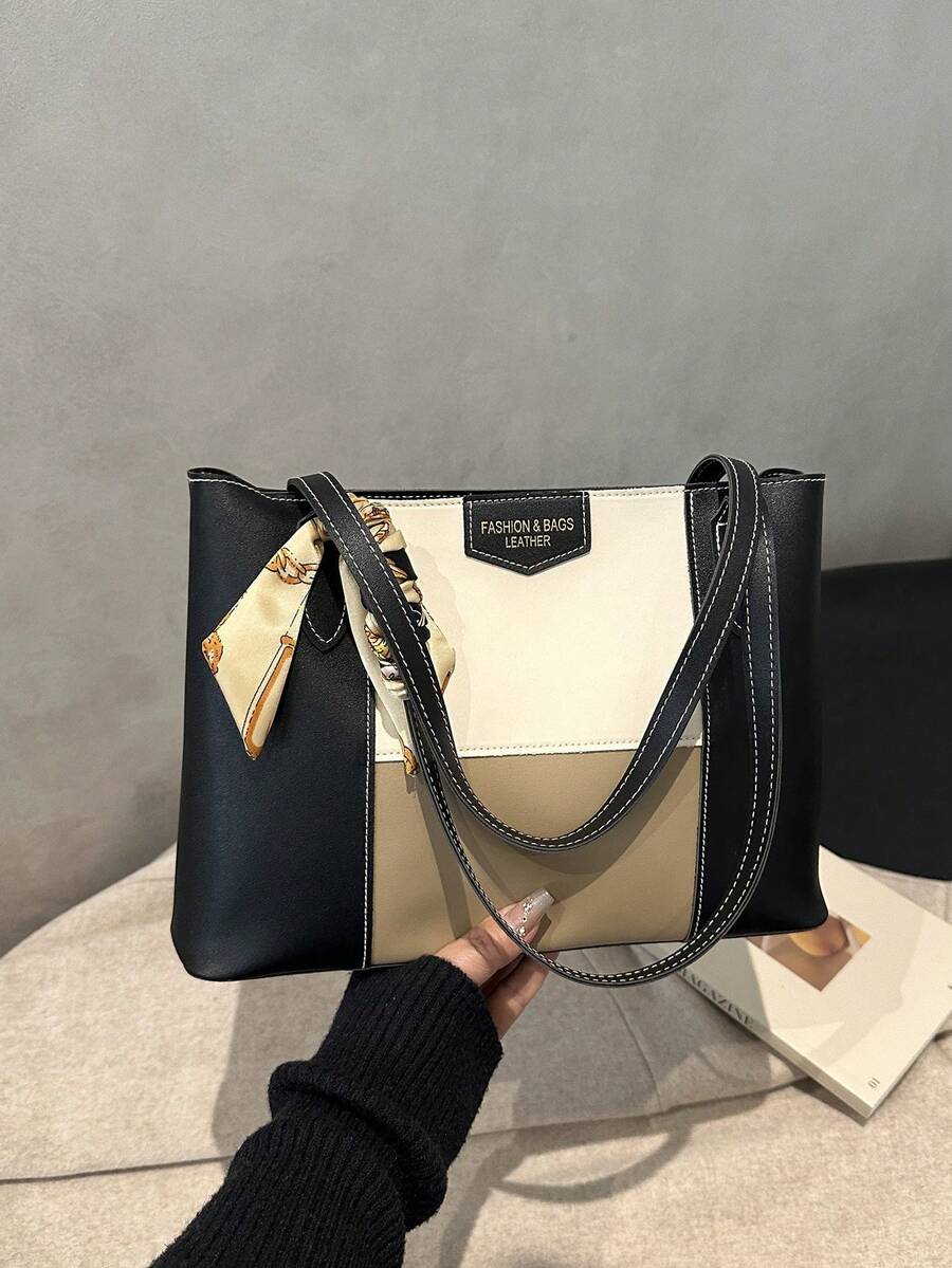 2025 New Casual Large Capacity Diamond Plaid Solid Color Bow Handbag, Minimalist Fashion Tote Bag - Multicolor - View 1