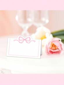 10/30pcs Pink Bow Shaped Place Cards, Elegant Guest Name Cards, Blue Bow Place Cards, Size 4x3.5 Inches, Cute, Blank, Suitable For Weddings, Birthdays, Camping, Name Cards, Party Table Decor, Wedding And Holiday Party Seating, 1 Pack - Multicolor - View 4