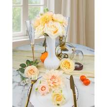 [Free Shipping]Artificial Flowers For Home Decorations: Champagne Silk Fake Flowers Bulk Boxed Set, Peony Roses Bouquets With Stems For Table Centerpiece, DIY Wedding, Bridal Shower, Tea Party. - 香檳色 - 查看 7