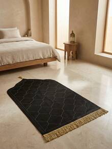 1 Set Elegant Thick Velvet Prayer Mat - Home Kneeling Pad With Tassels, Suitable For Prayer, Non-Slip Foldable, Indoor/Outdoor Use, Elegant Design, Suitable For Foyer And Living Room, Home Decor, Indoor Mat, Delicate Pattern, Soft And Durable Fabric