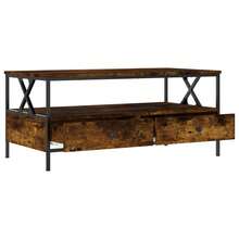 vidaXL Table basse chêne fumé 100x51x45 cm ingénierie du bois - Tabac - Voir 5