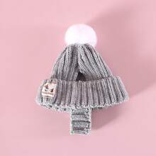 柔软弹力针织狗帽，带绒球装饰和耳孔 - 适合中大型宠物（例如金毛寻回犬、拉布拉多犬、萨摩耶犬、哈士奇犬、阿拉斯加雪橇犬等）的舒适冬季保暖帽 - 宠物保暖服装及配饰，送给爱狗人士的绝佳新年礼物