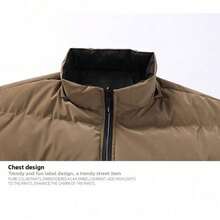 Abrigo de Invierno para Hombre con Capucha y Relleno de Plumón, Diseño Color Block, Corte Holgado, Capucha Desmontable, Chaqueta Casual de Moda para Estudiantes, Abrigo Acolchado Cálido para Hombre, Impermeable, Resistente al Viento, Ligero, Aislamiento Térmico, Parka Deportiva para Exteriores. - Verde militar - Ver 7