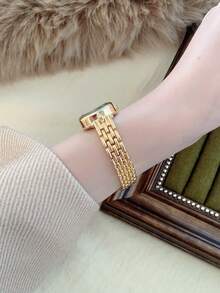 1件金色复古经典商务女士石英表，时尚艺术设计，简约风格，适合日常佩戴，可作为派对礼物