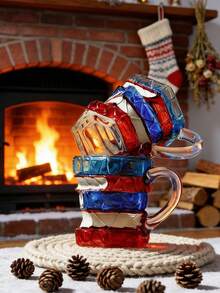 3D Book-Shaped Coffee Mug/Stacked Book Glass Cup - A Gift For Literature Lovers, Bookworms, Readers, Writers And Book Enthusiasts, Unique Book-Shaped Desktop Cup - Multicolor - View 6