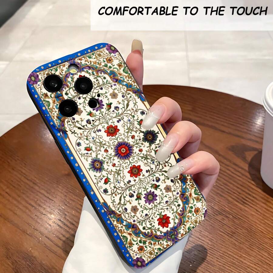 1PC Phone Case ,  Floral Pattern With Vibrant Colors , Stylish Phone Case, Phone Decoration, All-around Lens Protection, Creative Small Gift, Funny Gift for Boys and Girls - ブラック - チェックする 1