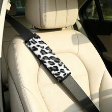 2pcs/1pc Artificial Leopard Print Plush, Comfortable And Delicate, Car Shoulder Protector, Seat Belt Decoration
