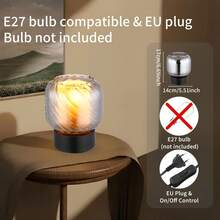 Bedside Table Lamp, Glass Lampshade, Suitable For Bedroom Nightstand, Luxury Elegant Gray Ribbed Glass Bedside Lamp, Murano Style Home Decor, Suitable For Living Room And Bedroom (EU Plug/Bulb Not Included) - EU C Type Plug(220-240V) - View 12