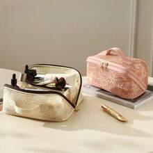 大容量化妆品及洗漱用品收纳包 - 优雅蕾丝拉链化妆包，宽敞旅行化妆包，男女通用，化妆间装饰 - 彩色 - 查看 8