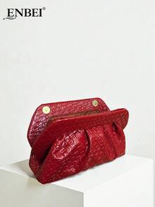 ENBEI BAIZE 优雅红色编织纹理 PU 手拿包 - 大容量化妆包，Y2K 风格钱包，简约百搭时尚晚宴包，适合派对、晚宴、婚礼、约会、购物等各种场合。母亲节好礼。 - 彩色 - 查看 7