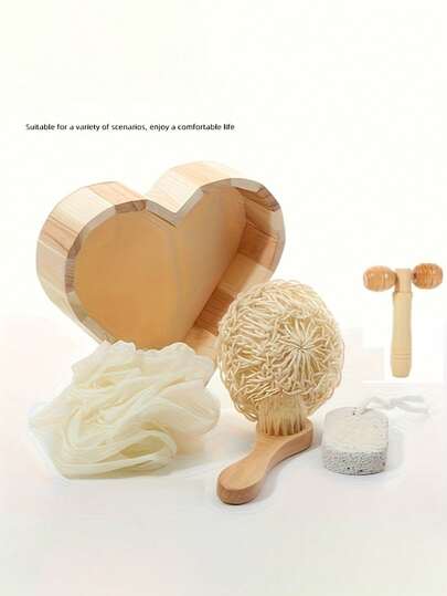 Wooden Bathroom Accessories Set, SPA Gift Box, Relaxation And Self-Care Set, Suitable For Home Use, Deep Cleansing Bath Products, Portable Travel Bath Set, Outdoor Wooden Tub, Floral Bath Bombs, Detangling Comb, Exfoliating Pumice Stone, Deep Tissue Massage Hammer, Luxury Bath Sponge - Ideal For SPA, Sauna And Hot Spring Relaxation Tools, Valentine's Day Gift