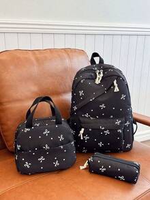New Butterfly Print Laptop Backpack, Suitable For Elementary, Middle And High School Students - Black - View 8