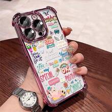1pcs Inspirational Quote Phone Case Compatible with Apple Phone17 16 15 14 13 12 11 ProMax Antidrop Phone Case Camera Protection Phone Case Funky Quirky Girlish Style Cute Fashion Exquisite Can Be Given To Friends Can Be Given To A Lover - Rosa - Ver 2