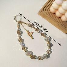 1pc Luxury Butterfly Crystal Beaded Phone Lanyard, Metal Ring Detachable Strap, Suitable For Phone, Bag, Key Accessories, Elevates Outfit Elegance For Daily Commute, Date, Party