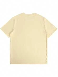 1pc Summer Outfits 100 Percent Cotton Graphic T Shirts Men Clothes Summer Tops Men Shirt Playeras De Hombre Machine Washable Casual Streetwear For Gym, Beach & Casual Attire - Comfort Fit Short Sleeve Round Neck Top, Ideal For Gifting And Pairs Perfectly With Jeans, Casual Pants And Shorts. - 奶油黃 - 查看 3