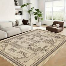 1PC Vintage Style Area Carpet Local Carpet, Lightweight Soft Comfortable Machine Washable Easy To Care Carpet Mat Home Decoration, Suitable For Living Room, Bedroom, Dining Room, Office, Balcony, Room Accessones - Nhiều màu - Xem 4