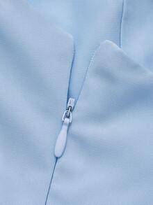 Elegant Charming Casual Fashion Date Vacation Wedding Romantic Fitted Pleated Dress Summer - Blue - View 9