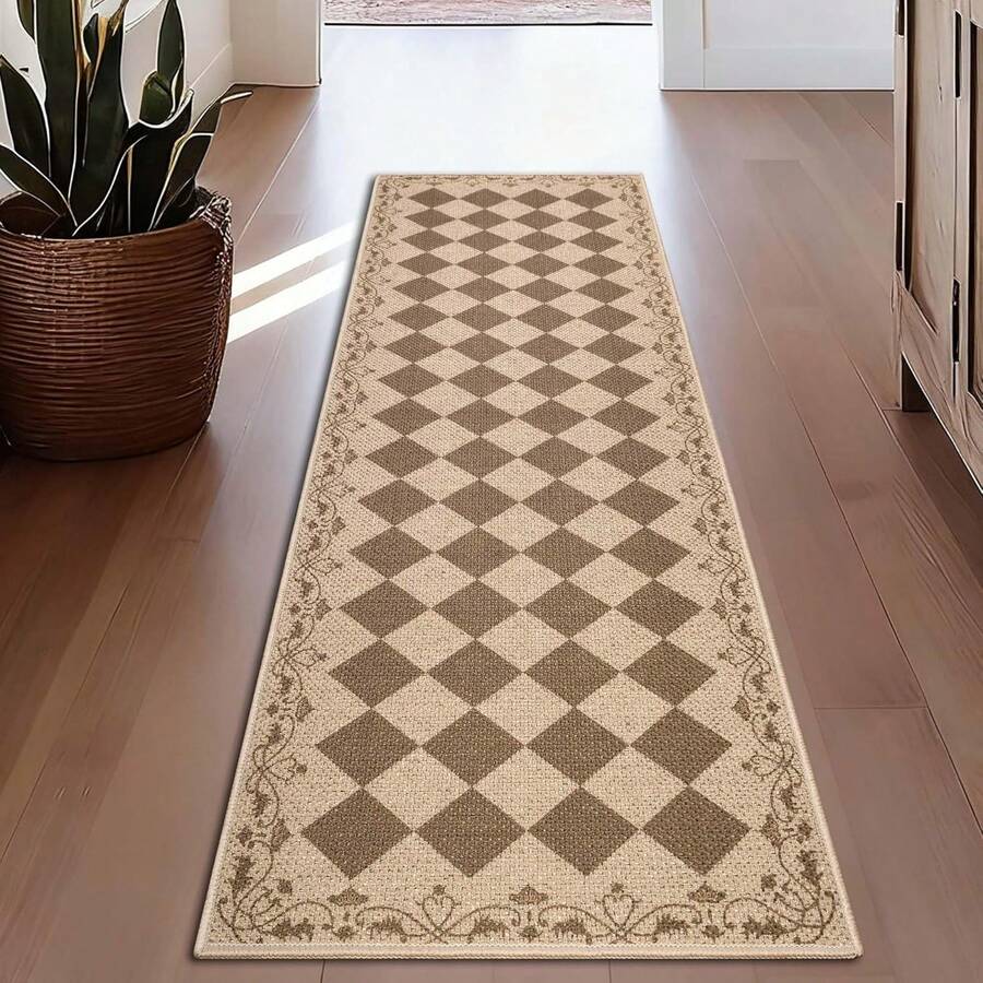 1PC Runner Rugs For Hallway 65x180cm Non-Slip Kitchen Rug Washable Modern Carpet Runners For Hall Entryway Laundry Bedroom(Brown) - Brown - View 1
