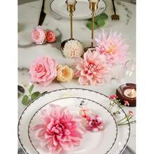 [Free Shipping]Artificial Flowers For Home Decorations: Pink Silk Fake Flowers Bulk Boxed Set, Peony Roses Bouquets With Stems For Table Centerpiece, DIY Wedding, Bridal Shower, Graduation Cap & Tea Party - B-粉紅色 - 查看 9